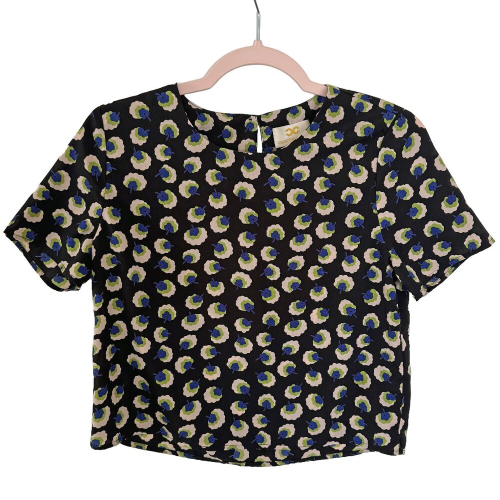 Collective Concepts Short Sleeve Floral Cropped Blouse Size Small